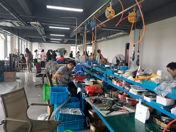 Workers are carrying out product safety tests